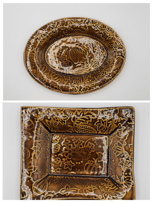 Earth & Fire Collection - Pumpkin Gourd Textured Dish